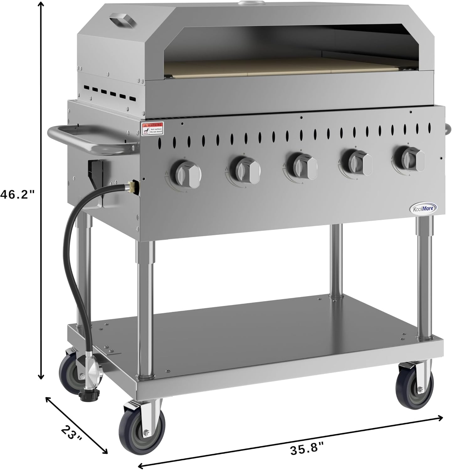 KoolMore 36 in. Commercial Outdoor Propane Grill With Pizza Oven, ETL Listed in Stainless-Steel (CGKIT3-36P)