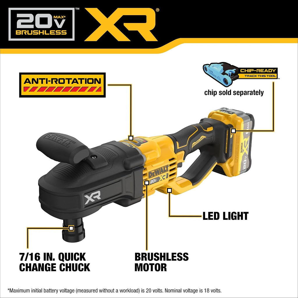 DEWALT 20V MAX XR 7/16 Inch Cordless Stud & Joist Drill Kit with Battery and Charger (DCD447WW1)