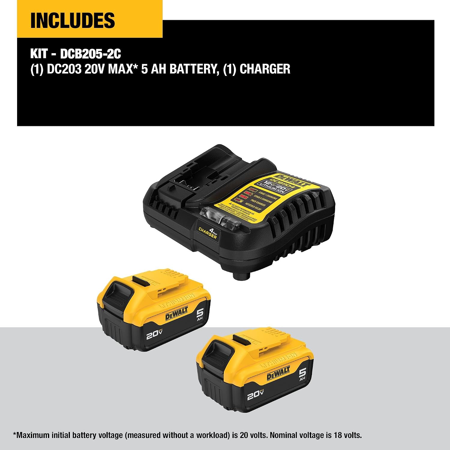 DEWALT 20V MAX Lithium-Ion Battery 2-Pack, 5.0 Ah (DCB205-2c)
