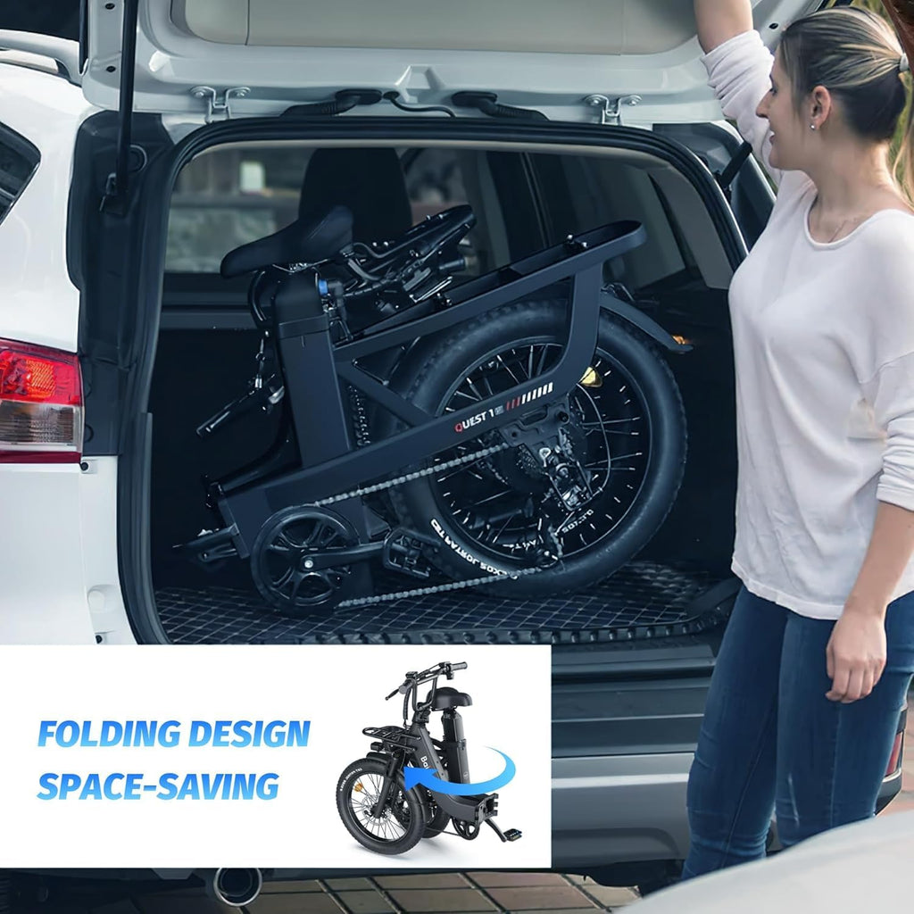 28 MPH Electric Bikes for Adults 20 x 3 inch Fat Tire Ebike with 90 Miles(PAS) Long Range 48V Removable Battery E-Bike 7 Speed Step Thru Electric Bicycle