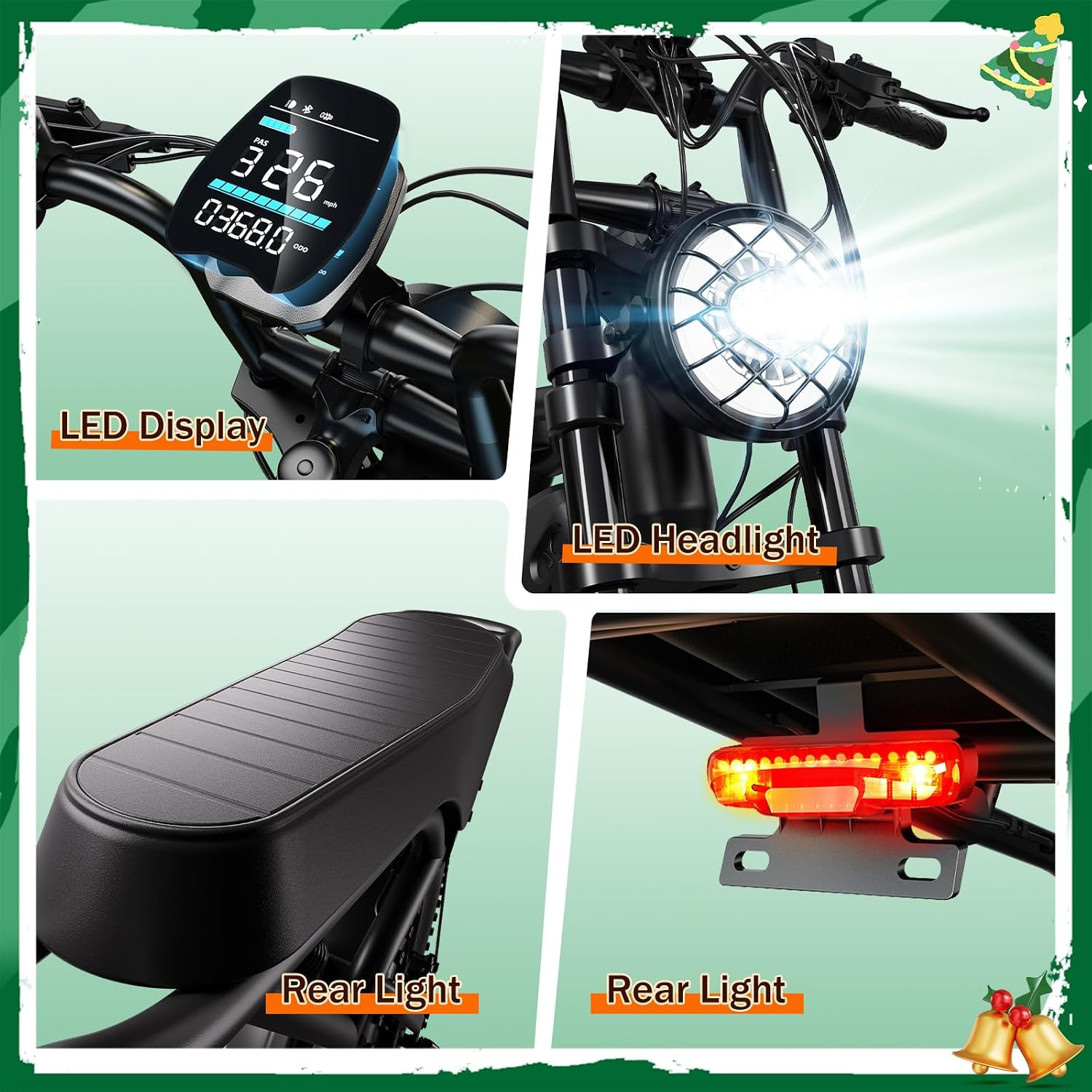 TST Electric Bike for Adults, 1500W Peak Motor 60 Miles Fat Tire Ebike with 48V 15Ah Removable Battery 20' Fat Tire Electric Bike, Full Suspension and 7-Speed