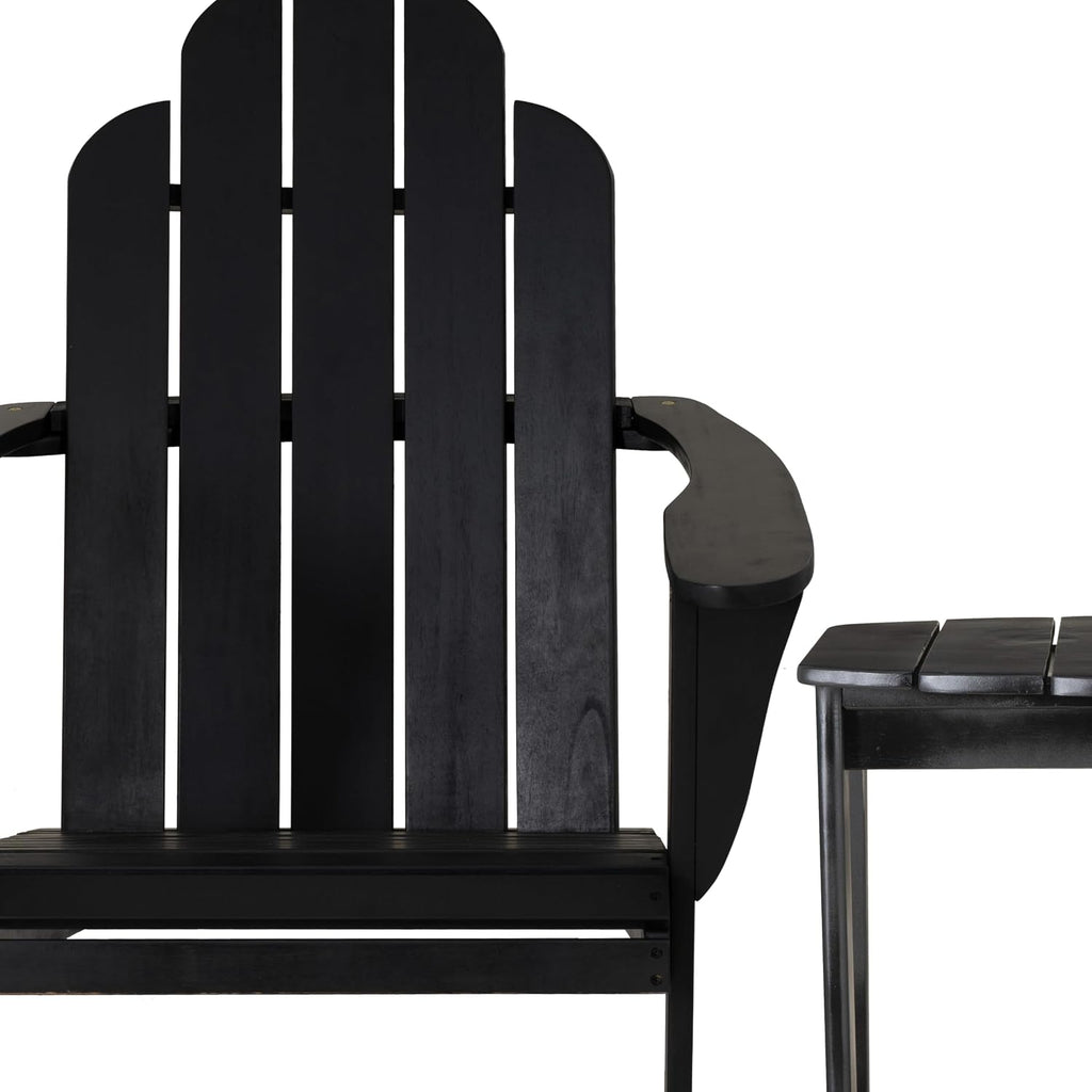 Linon Jayce Black Solid Wood Adirondack Two Piece Chair and Side Table Set