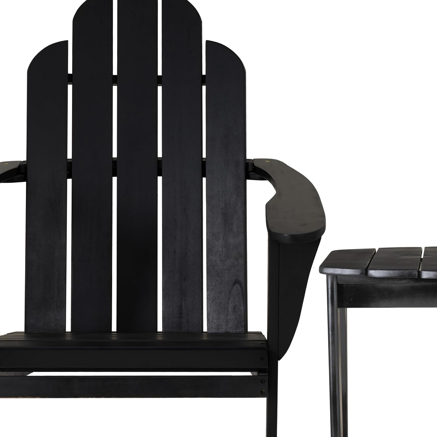 Linon Jayce Black Solid Wood Adirondack Two Piece Chair and Side Table Set