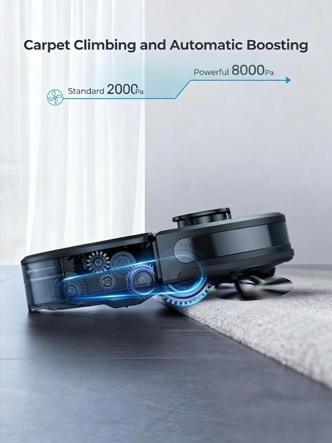 Laresar Clean Robot Vacuum and Mop, 8000Pa Robotic Vacuum with Self-Emptying Base, Lidar Navigation, Smart Mapping, 60 Days Capacity, 180mins Runtime, Ideal for Pet Hair, Hard Floor, Carpets