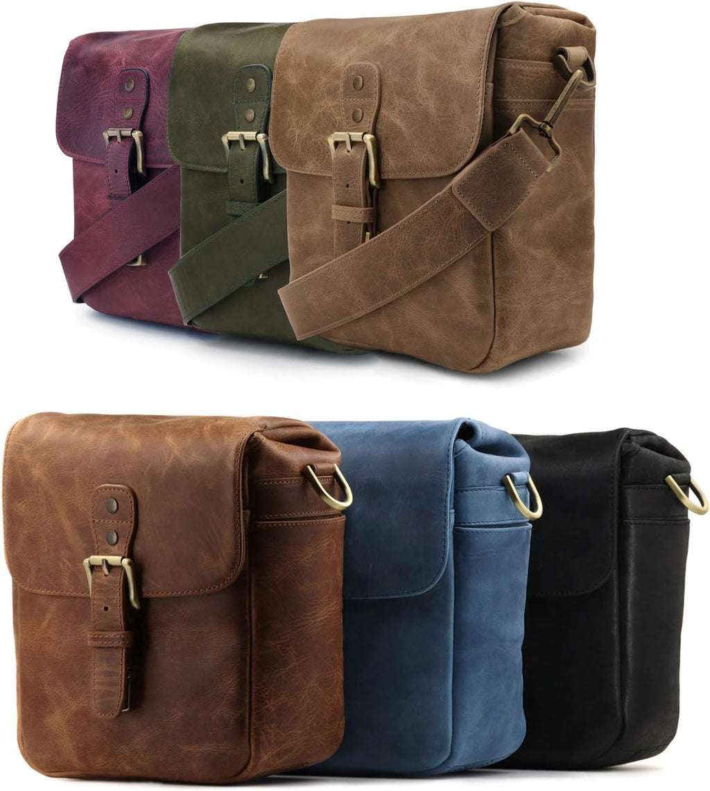 MegaGear Genuine Leather Camera Messenger Bag Mirrorless Portable electronic device cover