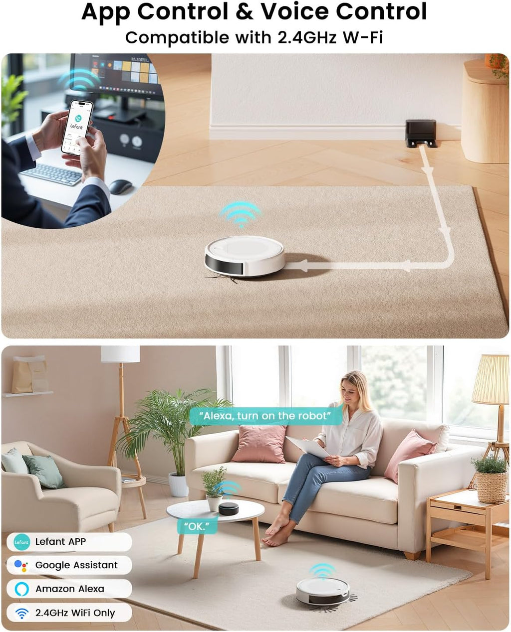 Lefant M310 Ultra Robot Vacuum and Mop, 6000Pa Suction-Slim Robotic Cleaner with ToF LiDAR Navigation, Accurate Obstacle Avoidance, WiFi/App/Alexa Control, 170min Runtime, for Pet Hair and Home