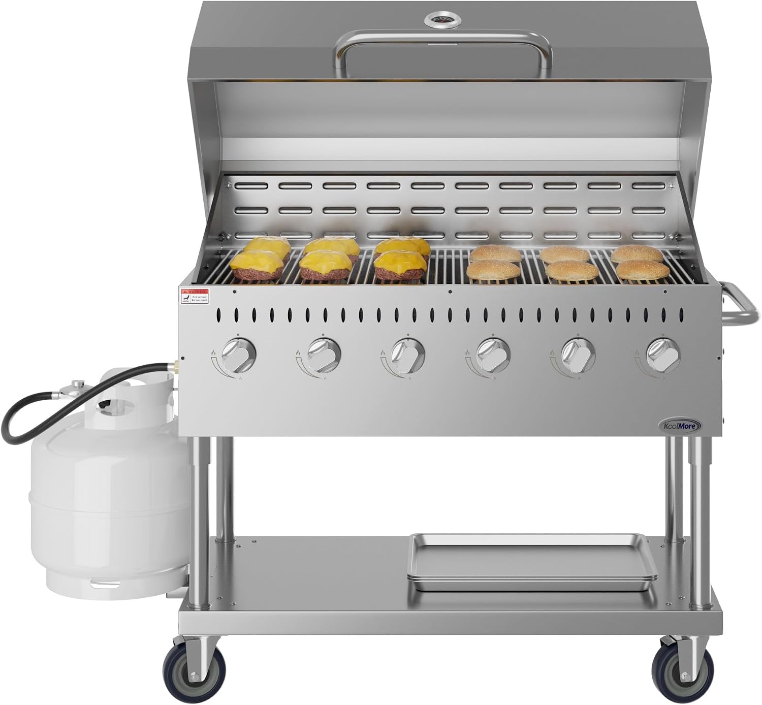48 in. Commercial Outdoor Propane Gas Grill with Roll Dome Cover, ETL Listed in Stainless-Steel (CGKIT4-48D)