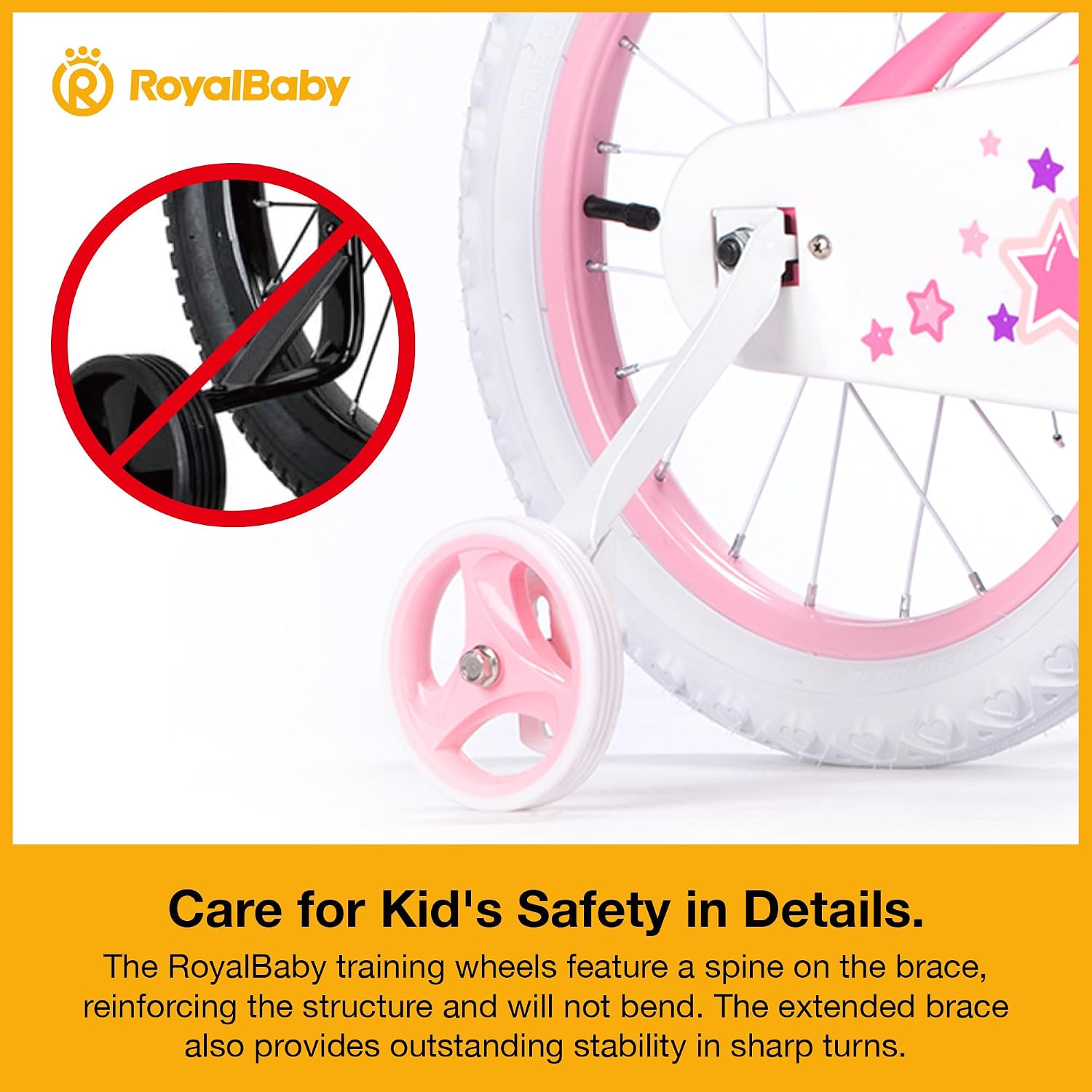 RoyalBaby Girls Bike with Training Wheels, Stargirl Kids Bicycle 12 Inch Toddlers to Big Kids 3-4 Years, Coral Red