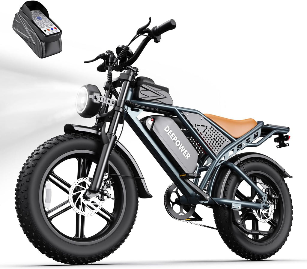 DEEPOWER QS7 Electric Bike for Adults, 2000W Peak Power 28MPH E-Bike, 48V 20Ah/35Ah/60Ah Battery Options, 35–180 Mile Range, 20' Fat Tire Ebike, 7-Speed All-Terrain Electric Bicycle