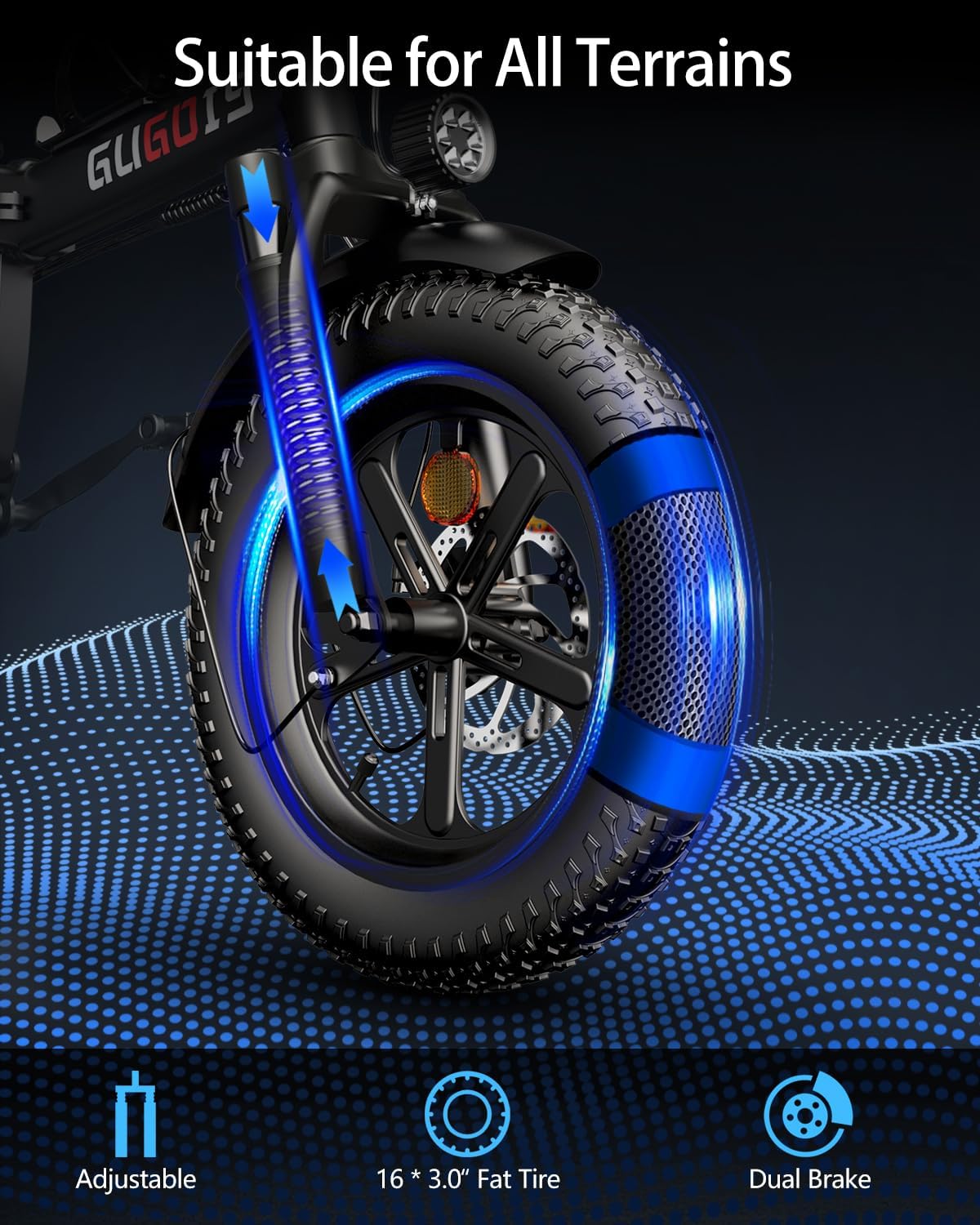 GugoIs 2 Seater Electric Bike for Adults, 750/1000W & 28/30 MPH E-Bike with 748.8/960 Wh Removable Battery, 16/20' Commuter Ebikes, 25-60 Miles, Full Suspension Adults Electric Bicycles