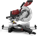 12-Inch Dual-Bevel Sliding Compound Miter Saw, 3800RPM, 15 Amp, Dual Bevel 0-45° with Extension Table, 36T Blade, Power Saw for Metal, Plastic, Wood, Laminates