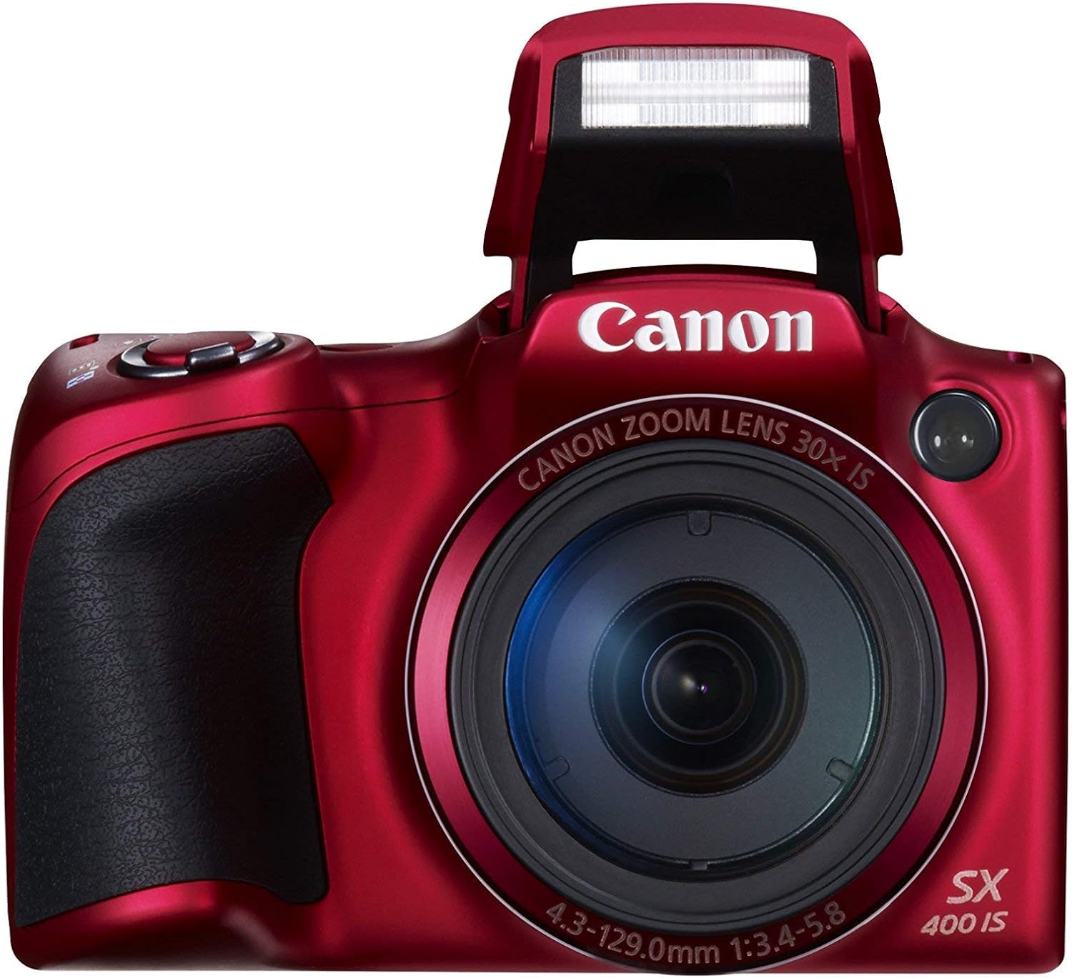 Canon Powershot SX400 IS 16.0 MP Digital Camera with 30x Optical Zoom and 720p HD Video (Red) (Renewed)