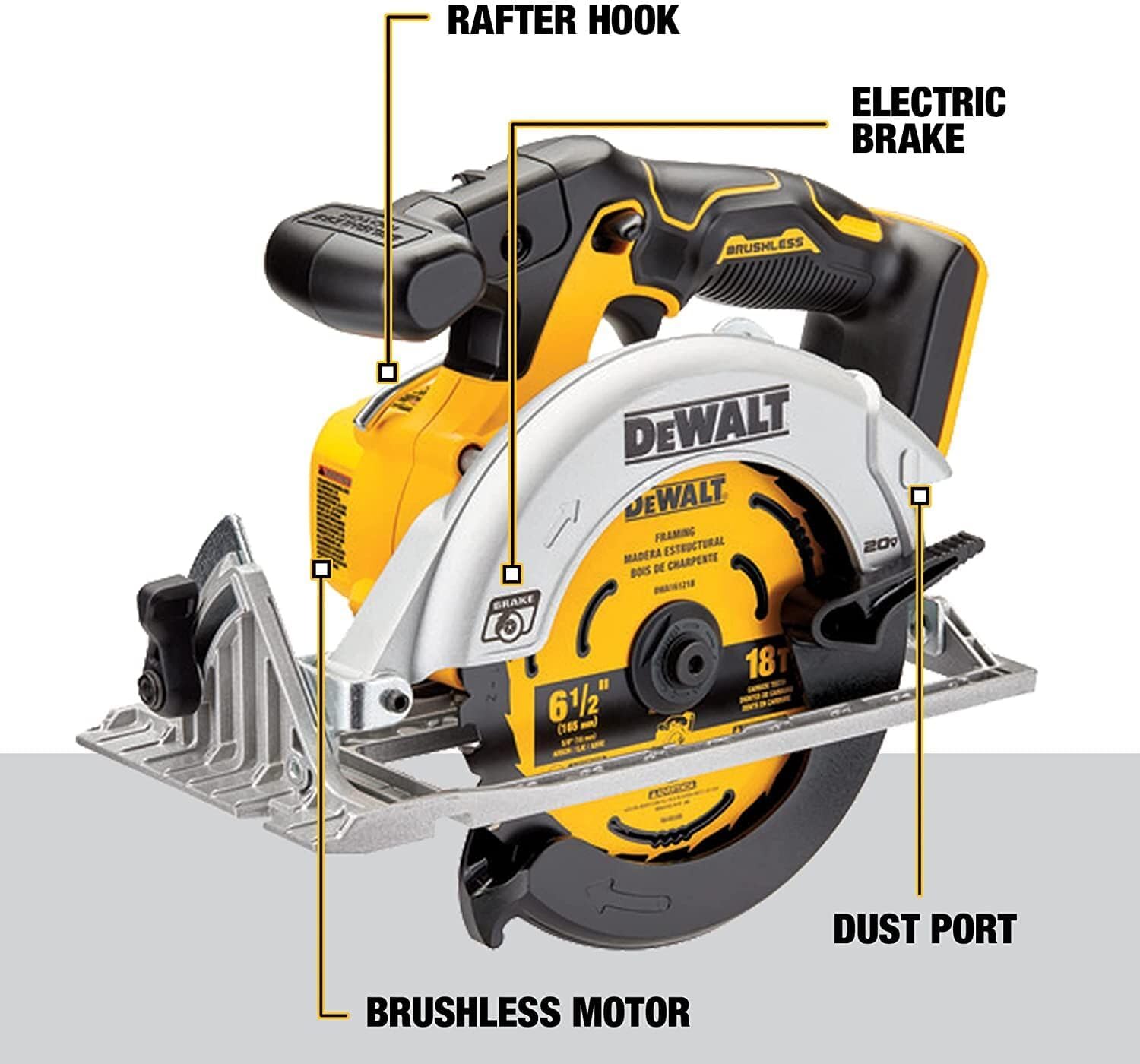 DEWALT 20V MAX* 6-1/2 in. Brushless Cordless Circular Saw, Tool Only (DCS565B)