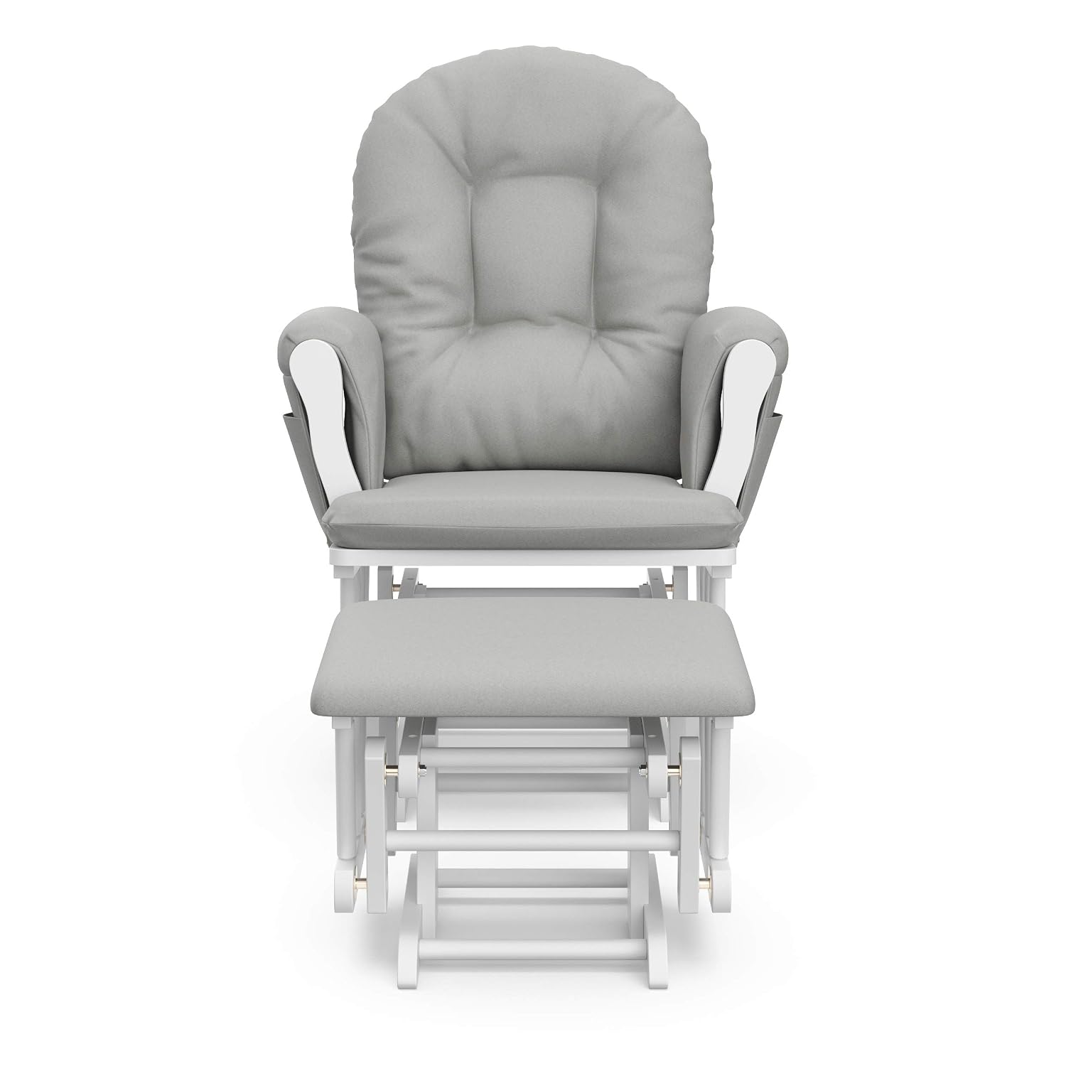 Storkcraft Premium Hoop Glider & Ottoman (White/Light Gray) — GREENGUARD Gold Certified Nursery Glider, Solid Wood Craftsmanship, Smooth-Gliding Nursery Chair and Ottoman, Award-Winning