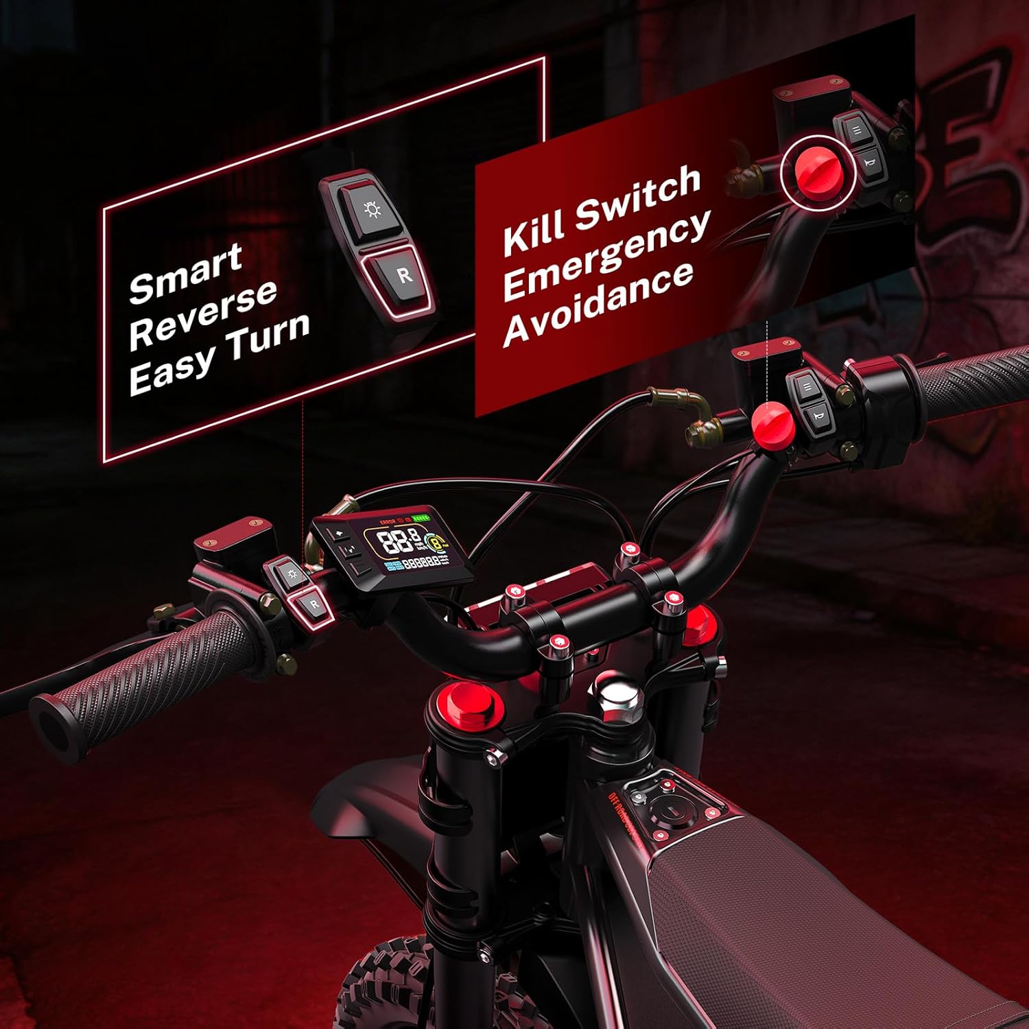 Heybike Villain Electric Dirt Bike with 4160W Motor 1352WH Battery, Up to 45 MPH, 50 Miles Range, 14'/12' Fat Tire Electric Bike with Hydraulic Brakes&Dual Suspension, Off-Road E-Bike
