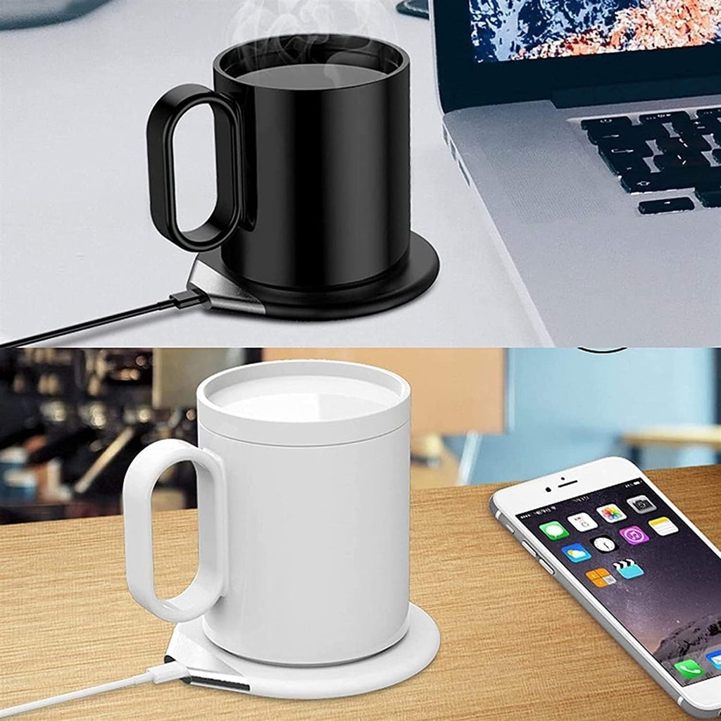Coffee Mug Warmer Electric Coffee Warmer for Home Office for Warming Coffee Beverage Milk Tea and Hot Chocolate Wireless Heating Cup (Color : White)