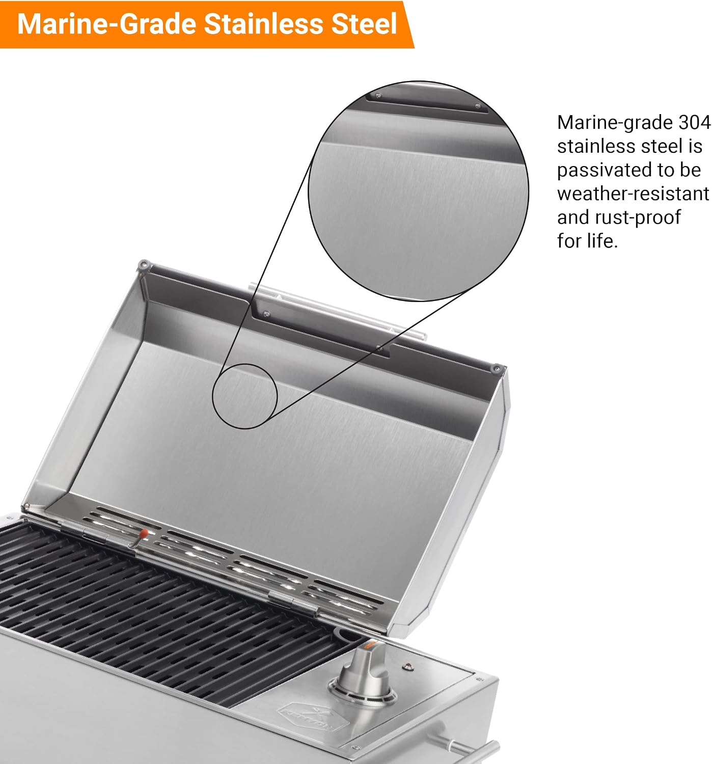 Kenyon B70200 City Grill, Portable Grill, Stainless Steel, Single Burner, Knob Control, Faceted Lid, UL Approved For Use Indoors And Outdoors, Flame-Free, 120V