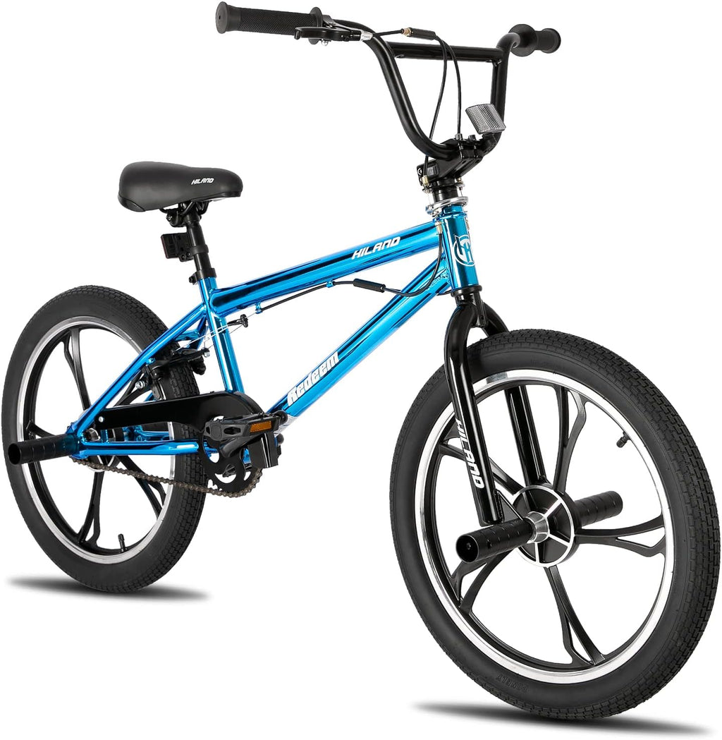 Hiland 20 Inch 3 5 Spoke Kids BMX Bike for Boys Girls Ages 5-12, 360 Degree Rotor Freestyle, 4 Pegs Single Speed Kid's BMX Bicycle, Multiple Colors