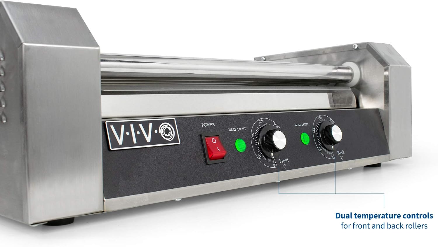 VIVO Electric 12 Hot Dog 5 Roller Grill Cooker Warmer, Stainless Steel, Commercial and Household 700W Machine, HOTDG-V005