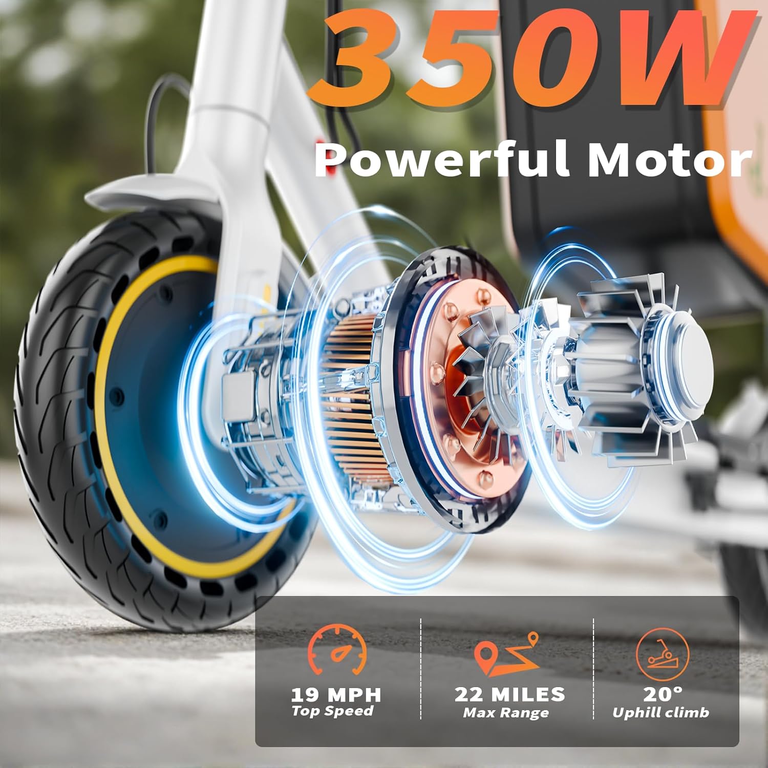 Qlaway Electric Scooter for Adults, 350W/500W Motor, 16-22 Miles Range, 8.5'/10' Solid Tires, Dual Braking & Suspension, Folding Portable Commuting E-Scooter with App