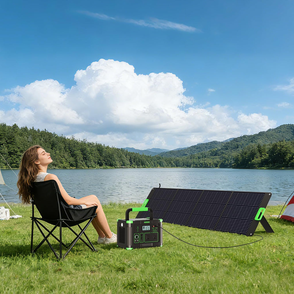 200W High Efficiency ETFE Foldable Solar Panel for Portable Power Station, IP65 Waterproof Solar Charger with Kickstands, DC XT60 & Anderson Outputs for Outdoor RV Camping Emergency Blackout