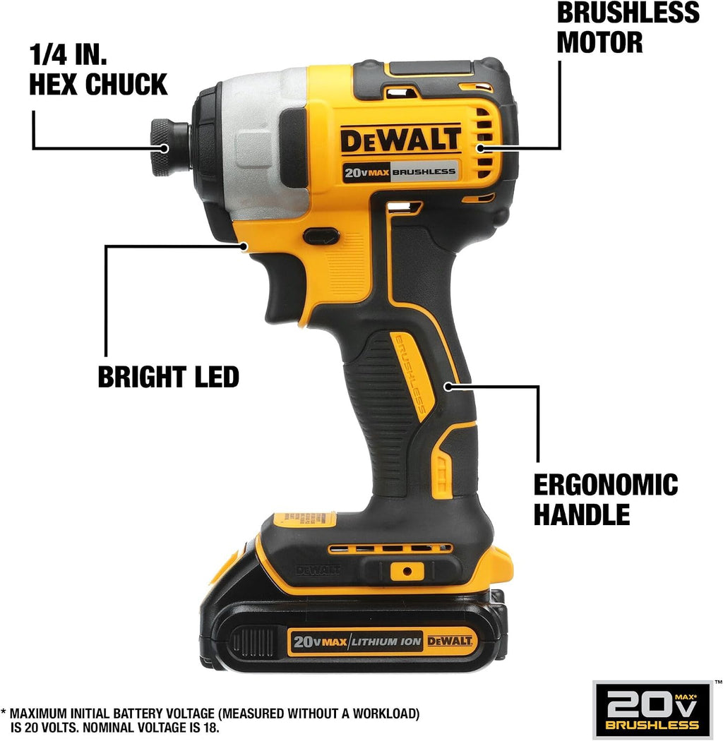 DEWALT 20V MAX 3-Tool Brushless Power Tool Set, Includes 1/2 Cordless Drill,1/4 Impact Driver, Oscillating Tool, 3 Batteries and a Charger, Extended Runtime, Lightweight (DCK360D3)