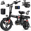 Heavy-Duty Foldable Electric Bike for Adults with 7 Shock Suspension, 500+ lbs Capacity, 740W Motor, 25MPH, 720Wh Battery, 20-Mile Range, 14' Fat Tires Commuter Bicycle for Road & Mountain Riding