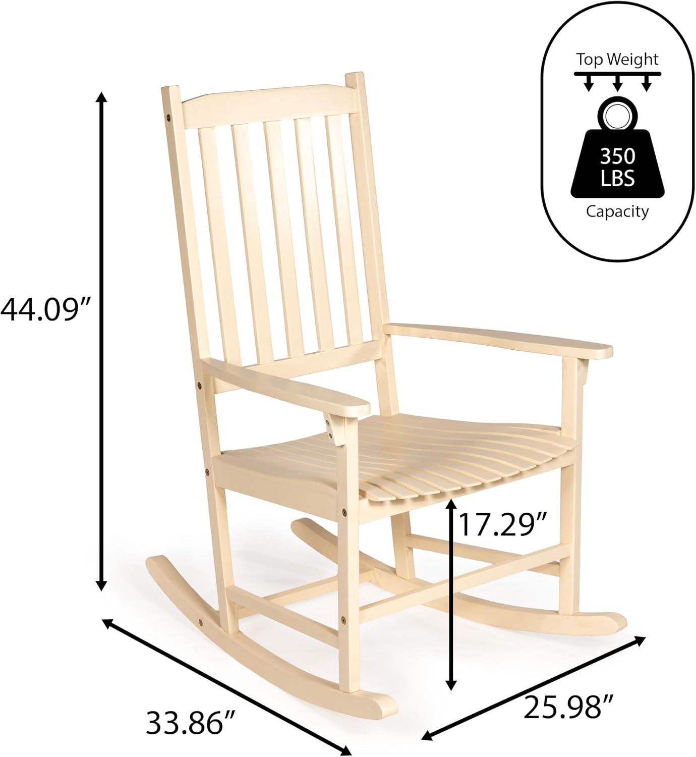 JONATHAN Y RCK300D Seagrove Farmhouse Classic Slat-Back 350-LBS Support Acacia Wood Outdoor Rocking Chair Traditional, Coastal, Cottage, Vintage, Shabby Chic, Almond