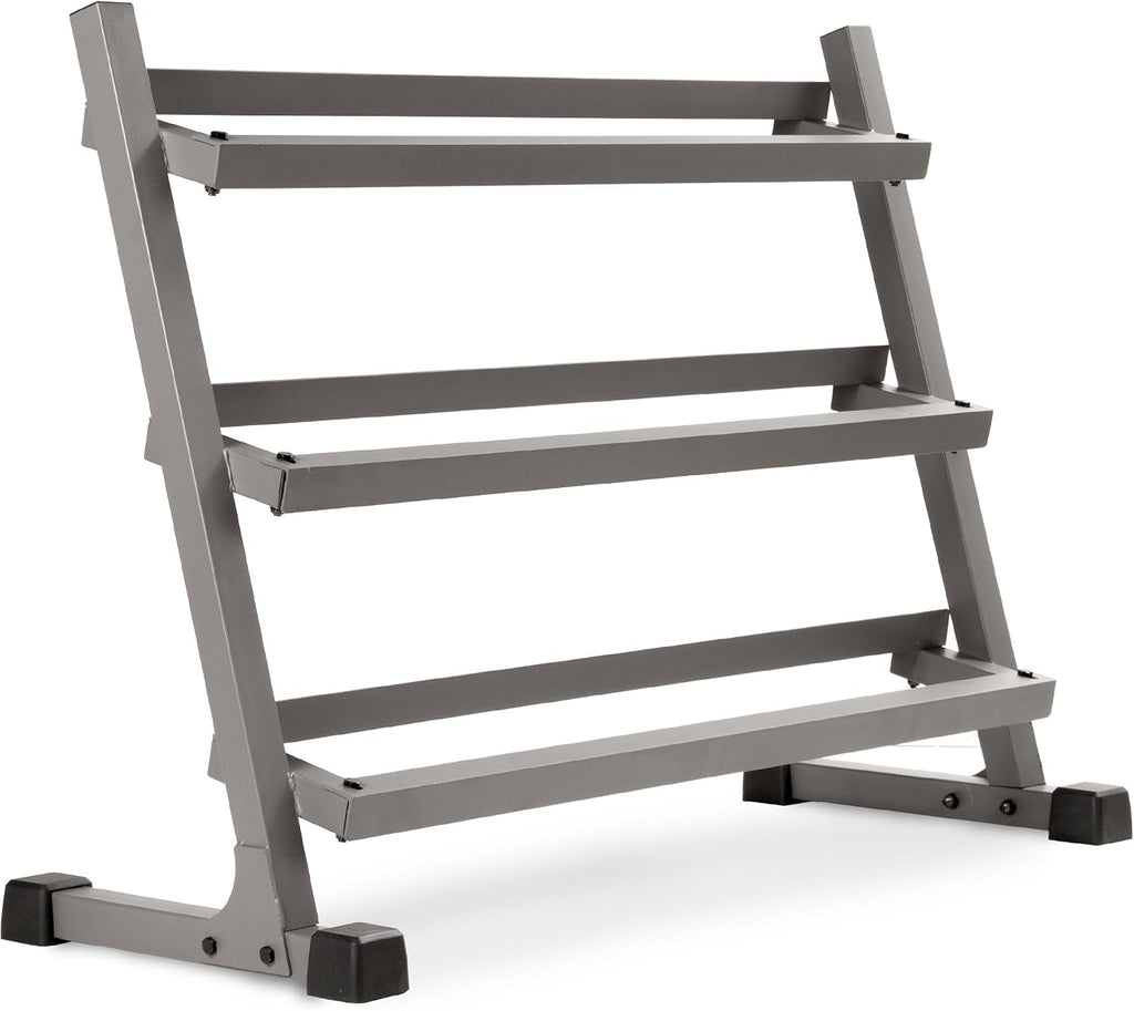 XMARK 3-Tier Dumbbells Weight Storage Rack, Holds 5-50 Pound Hex Dumbbells Weight Set (10 Pairs Capacity), Gray or Black