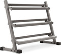 XMARK 3-Tier Dumbbells Weight Storage Rack, Holds 5-50 Pound Hex Dumbbells Weight Set (10 Pairs Capacity), Gray or Black