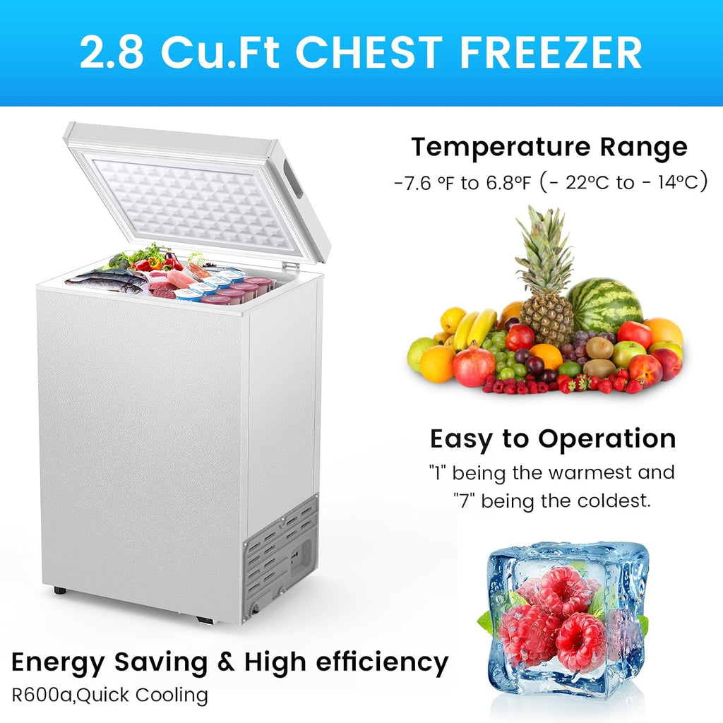 COWSAR Deep Freezer 3.5 Cu.Ft Chest Freezers with 2 Removable Baskets, Top Open Door Compact Congelador, Adjustable 7 Temperature Control for Kitchen, Office, Dorm Apartment, Garage, Commercial