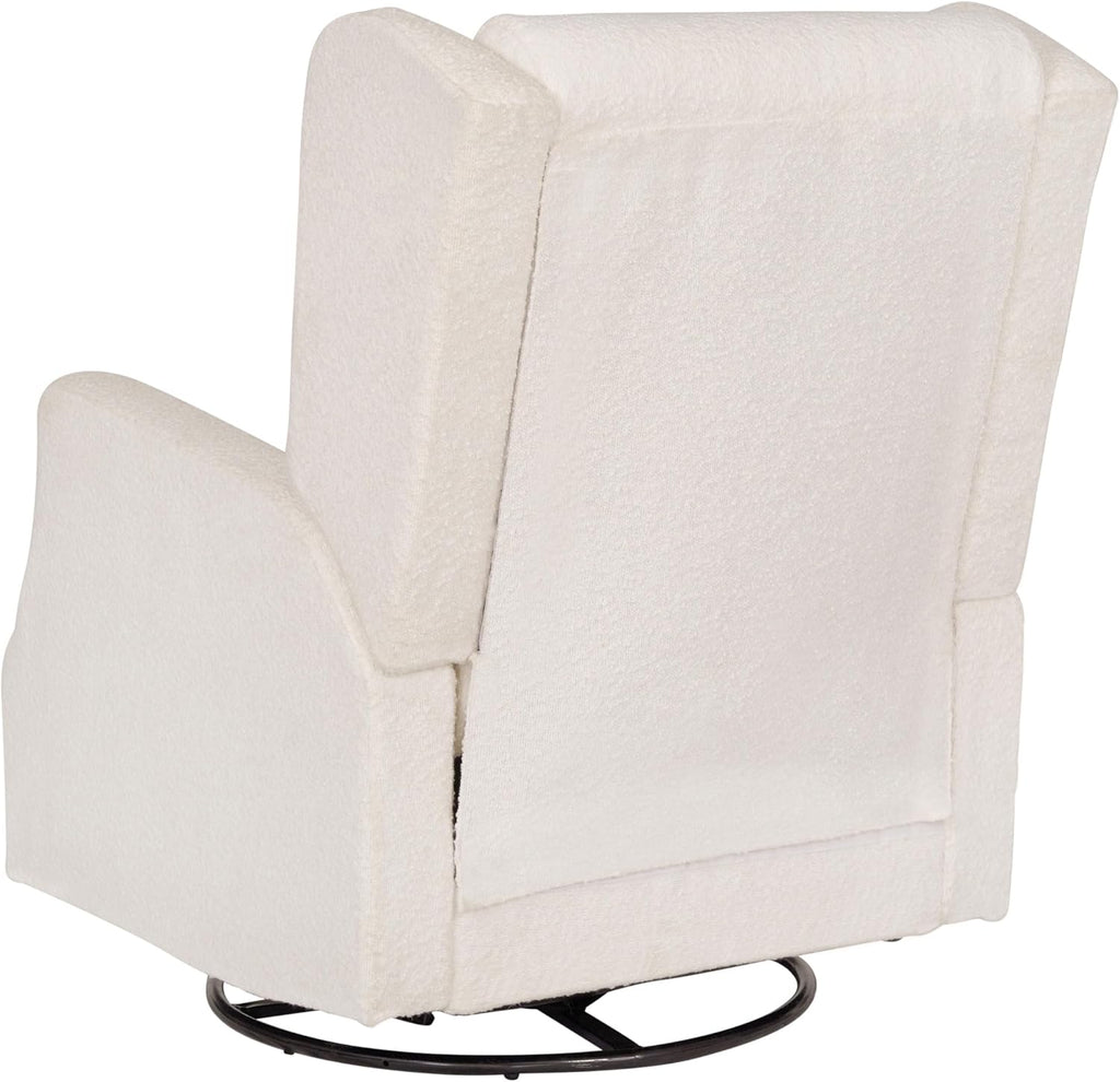 Flash Furniture Omma Swivel Glider Rocking Recliner, Manual Wingback Recliner with 360 Degree Swivel, for Living Room, Bedroom, or Nursery, Upholstered, Off-White Boucle
