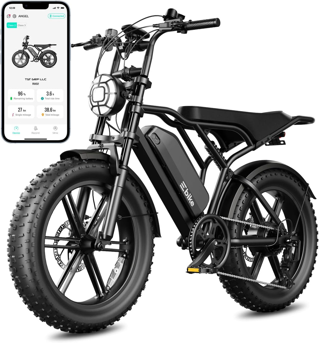 TST Electric Bike for Adults, 1500W Peak Motor 60 Miles Fat Tire Ebike with 48V 15Ah Removable Battery 20' Fat Tire Electric Bike, Full Suspension and 7-Speed