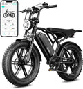 TST Electric Bike for Adults, 1500W Peak Motor 60 Miles Fat Tire Ebike with 48V 15Ah Removable Battery 20' Fat Tire Electric Bike, Full Suspension and 7-Speed