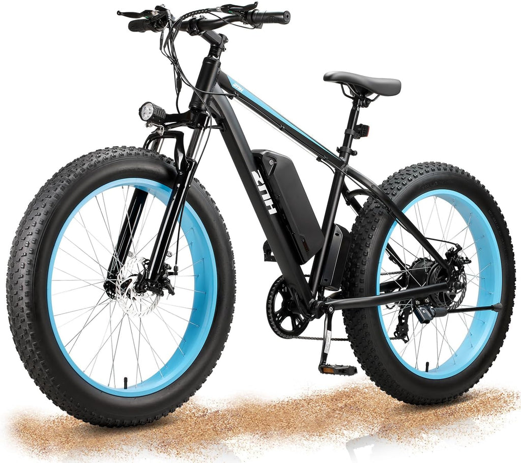 ZNH Fat Tire Electric Bikes for Adults,Peak 750W Motor Ebike,Up to 20Mph 50Miles,Adult Electric Bicycle with Peak 52V 13Ah Removable Battery,26' Electric Mountain Bike,7 Speed Front Suspension