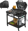 Outspark Grill Stand for Ninja Woodfire Outdoor Portable Prep Cart Table Station for Ninja XSKUNSTAND OG700 OG800 OG900 OO101 Series and Smoker Pizza Oven Accessories with Wheels & Grill Cover