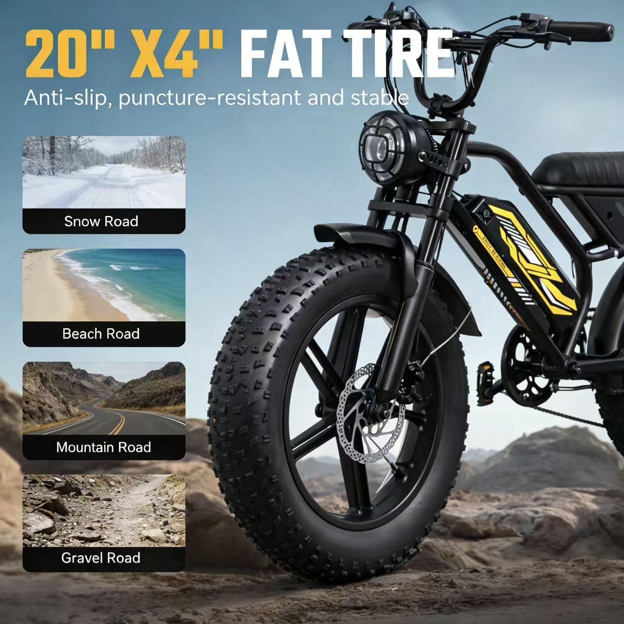 Moped Style Electric Bike for Adults-20 x 4.0 Fat Tire Ebike, Peak 1000W Motor, NFC & Password Unlock, Long Seat, 48V 18.2Ah Battery, Up to 28 MPH, UL 2849 Certified