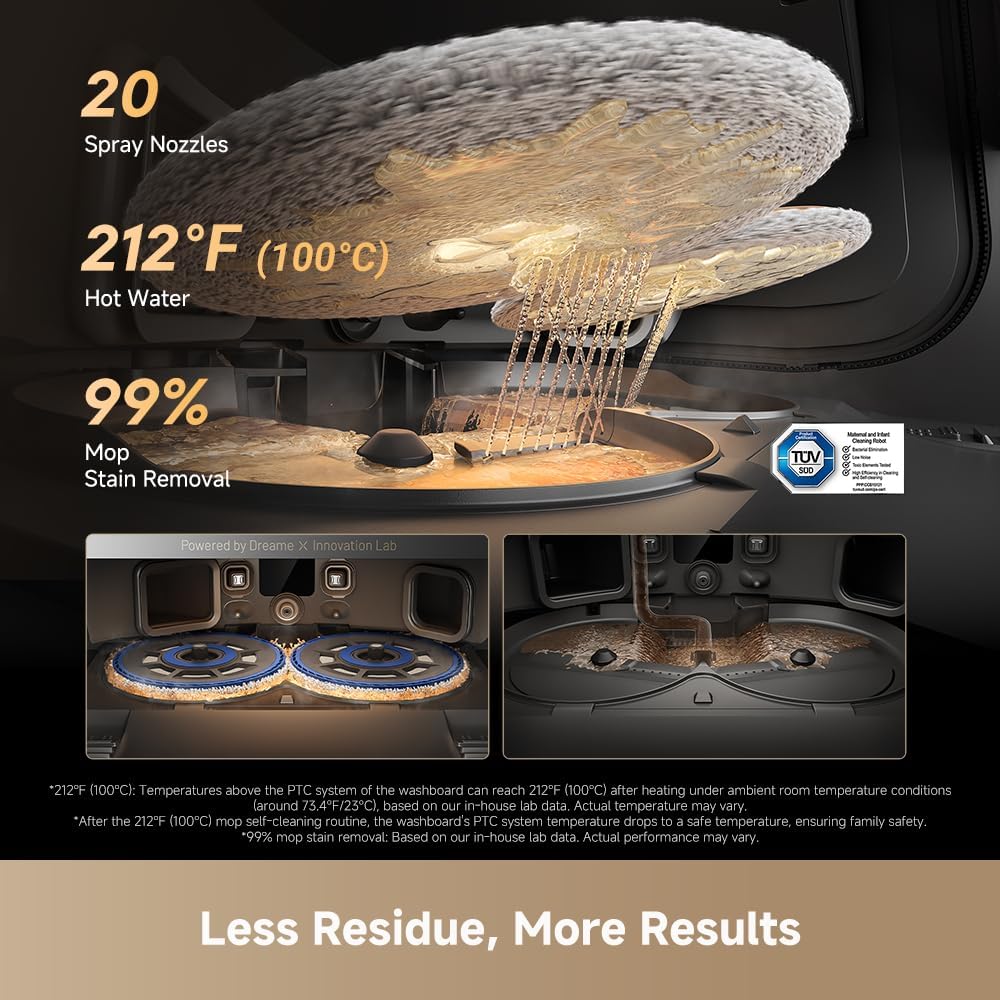 DREAME Matrix10 Pro Robot Vacuum and Mop, Featuring Multi-Mop Switching Dock, Three-Solution Compartment, Detangling Brush, 30,000Pa Suction, 212°F (100℃) Mop Self-Cleaning Black