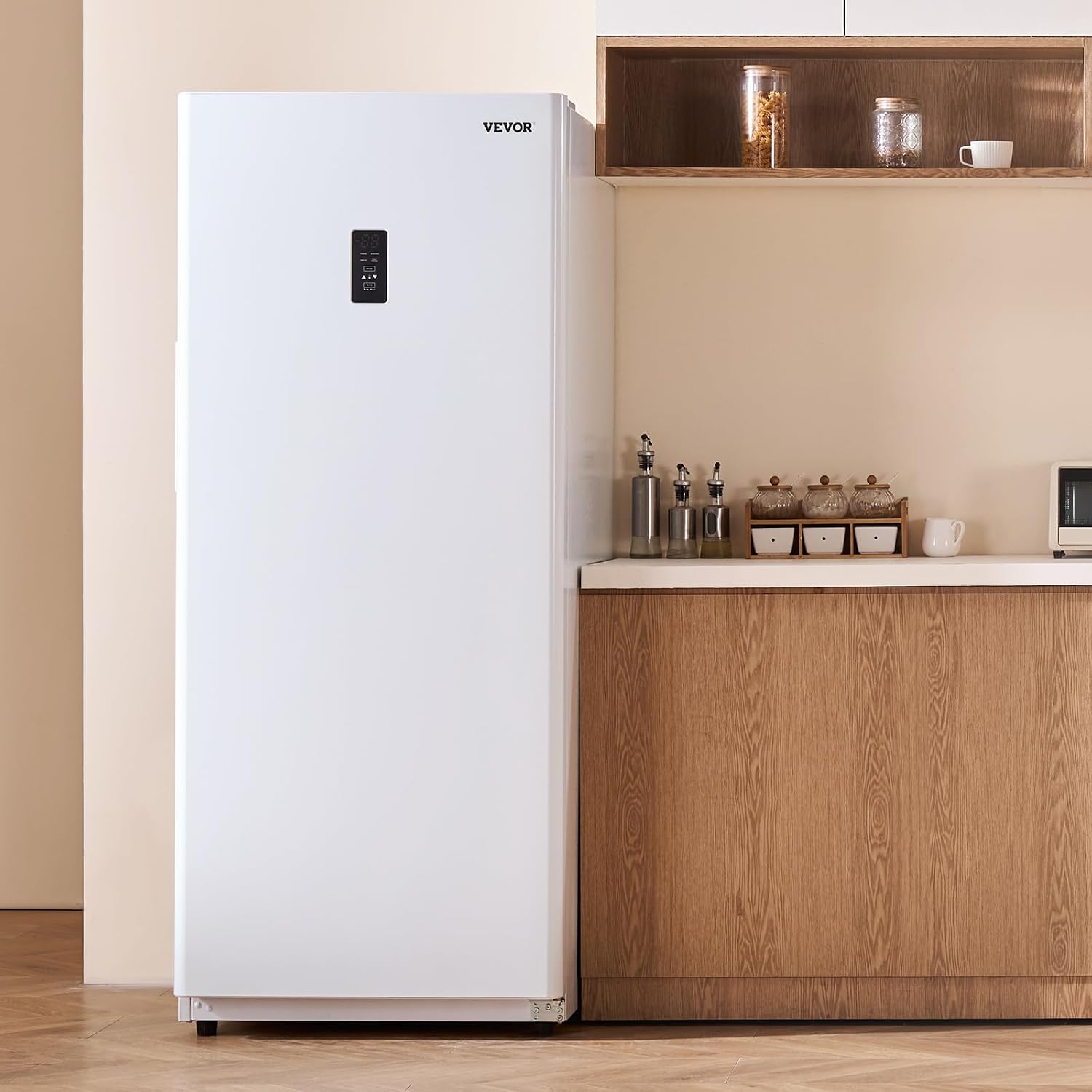 VEVOR Convertible Freezer/Refrigerator, 17 Cu.Ft Frost Free Upright Freezer with Temp Control Panel, Door Open too Long Alarm, Adjustable Shelves and LED, Standing Fridge for Kitchen, Office, Garage