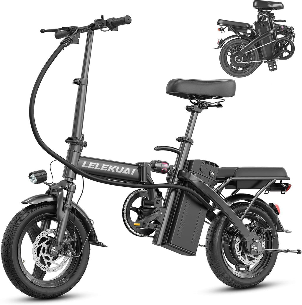 Electric Bike for Adults and Teens, Folding Ebike,Commuter City Foldable E Bike with 560W Motor and 48V 10Ah Battery, 24 MPH Speed Pedals Assist, Dual Disc Brakes,14' Compact Electric Bicycle