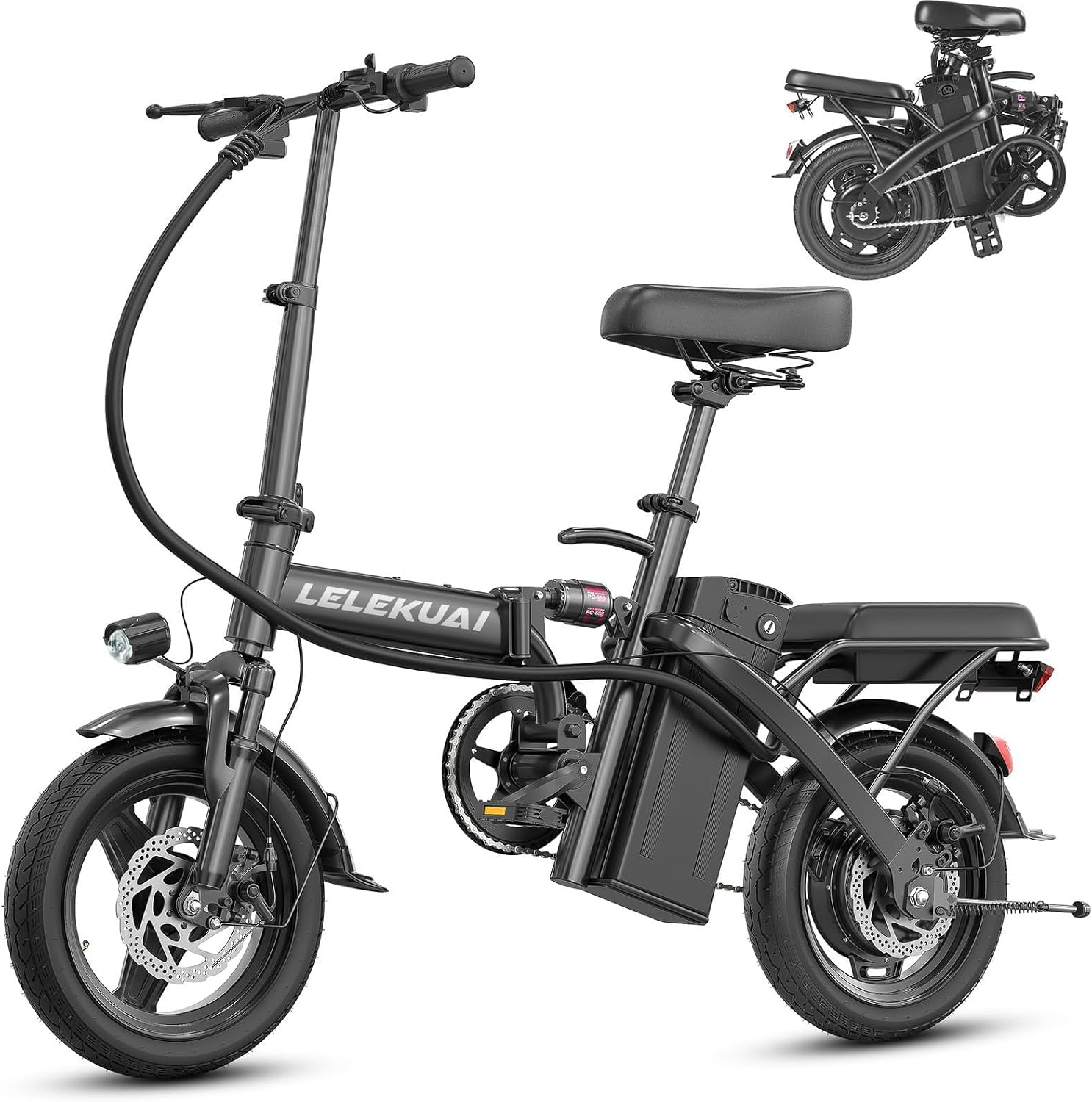 Electric Bike for Adults and Teens, Folding Ebike,Commuter City Foldable E Bike with 560W Motor and 48V 10Ah Battery, 24 MPH Speed Pedals Assist, Dual Disc Brakes,14' Compact Electric Bicycle