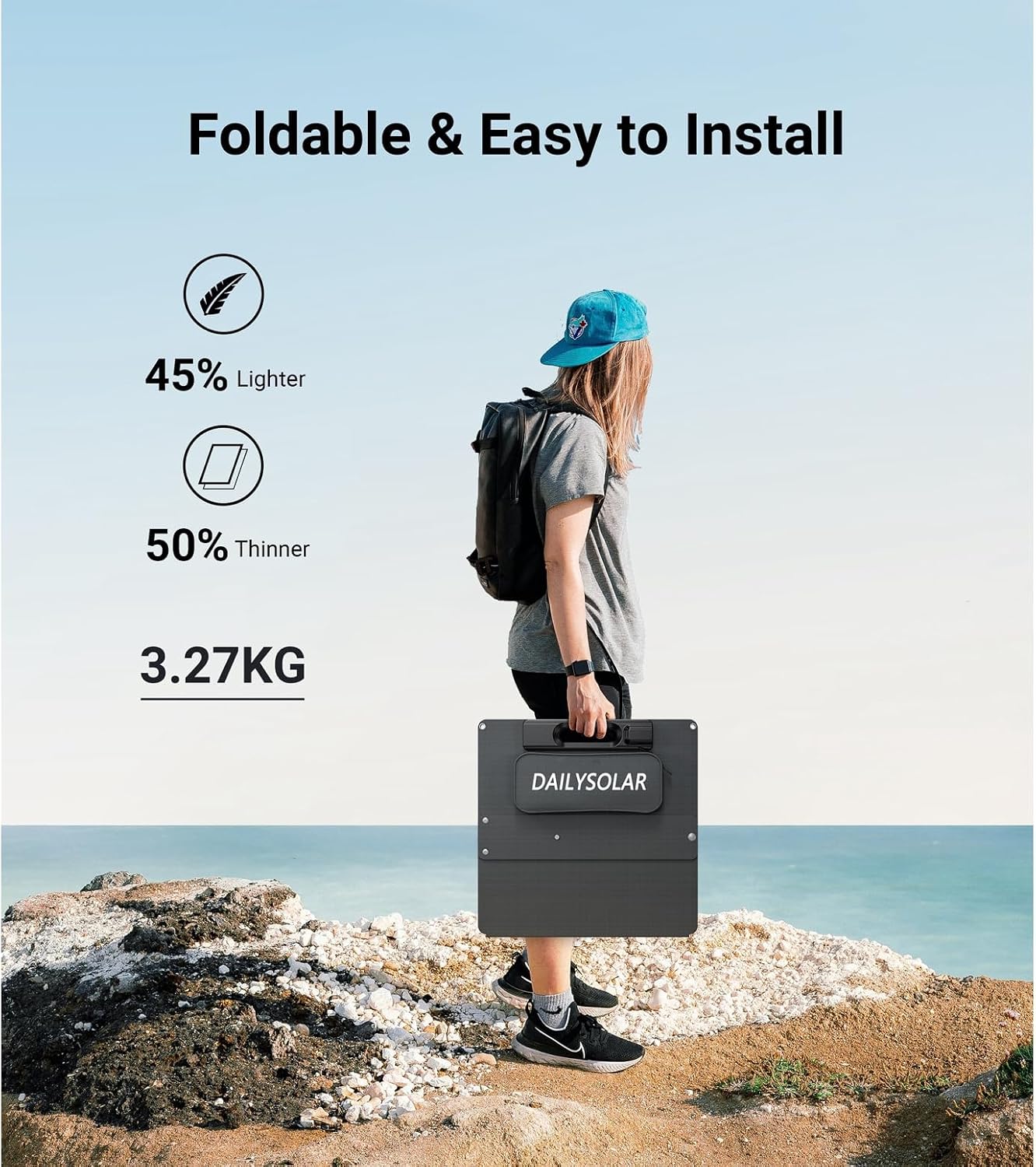 105W Ultra Lightweight Portable Solar Panel,100% Power Station Compatible, New Carbon Fiber Material, A-grade Premium High-Efficiency Monocrystalline PV Module, Ideal for Outdoor Camping,RV