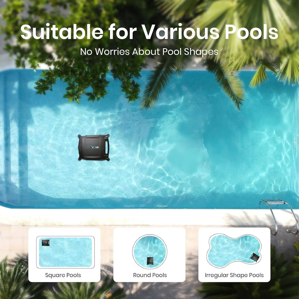 Solar Pool Skimmer Robotic|Dual Charging Options,2500mah-Up to 24 Hour Runtime,Automatic Pool Skimmer Cleaner-IPX 7,for Any Pool Shape
