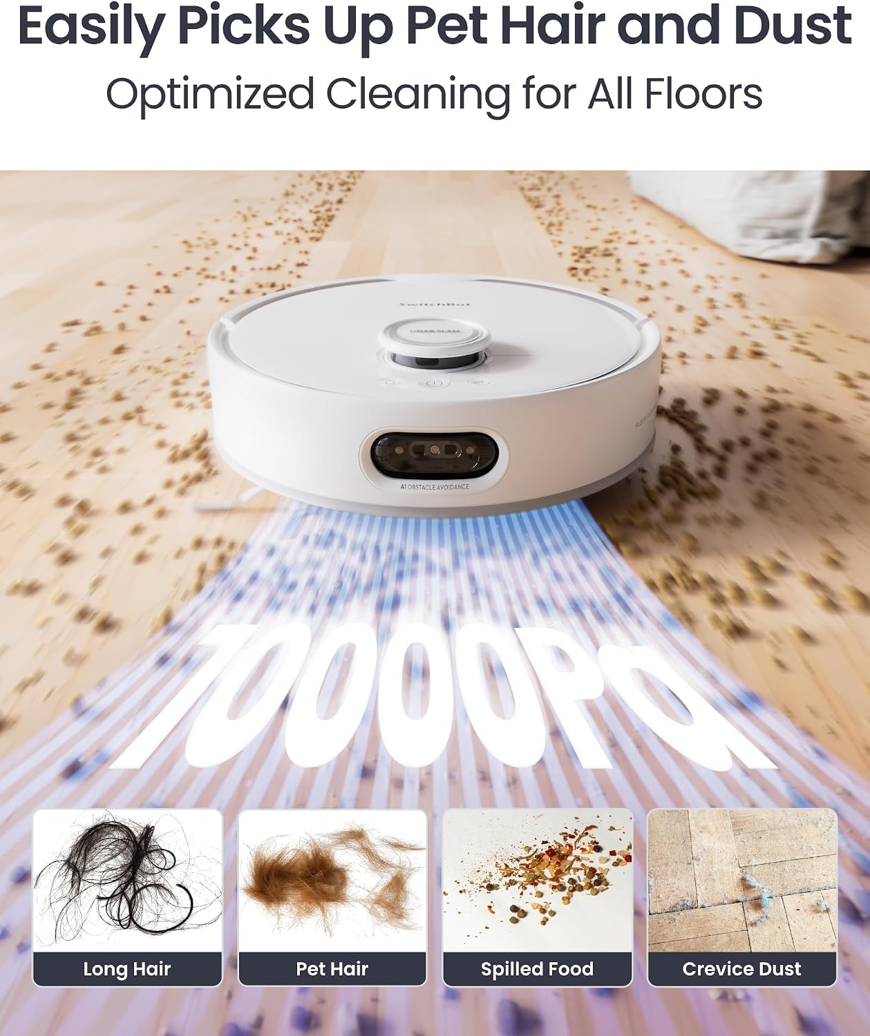SwitchBot S20 Robot Vacuum and Mop with Matter, 10000Pa Powerful Suction, Roller Mop, AI Navigation, Auto Mop Washing & Drying, 90 Days Hands-Free, Self-Emptying, Works with AppleHome Alexa GoogleHome