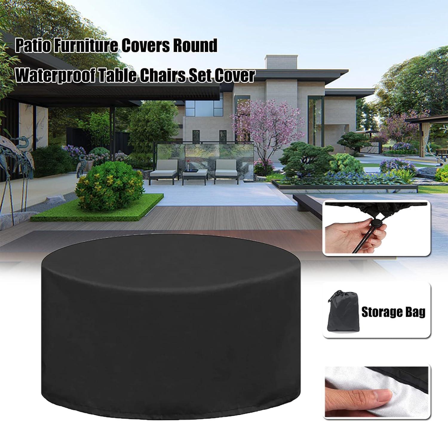 Garden Table Cover Heavy Duty 118' D x 39' H, Extra Large Outdoor Furniture Set Covers, 100% Waterproof Outdoor Couch Cover, 420D All Weather Protection Covers (300x100cm)