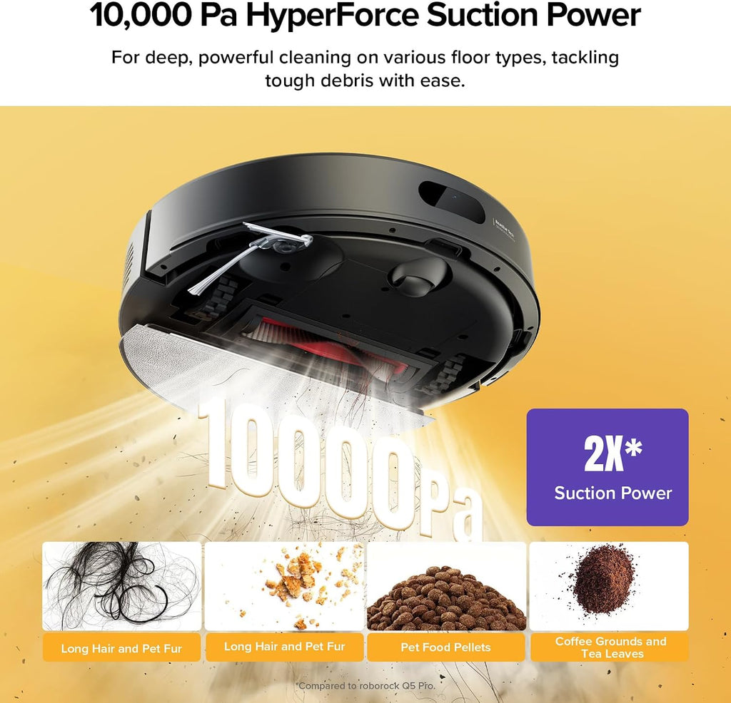 roborock Q7 M5+ Robot Vacuum and Mop, Upgraded from Q5 Max+, Up to 7-9 Weeks Self-Empty, 10000Pa Suction, Dual Anti-Tangle System for Pet Hair & Carpet, PreciSense LiDAR Navigation, App Control, Black
