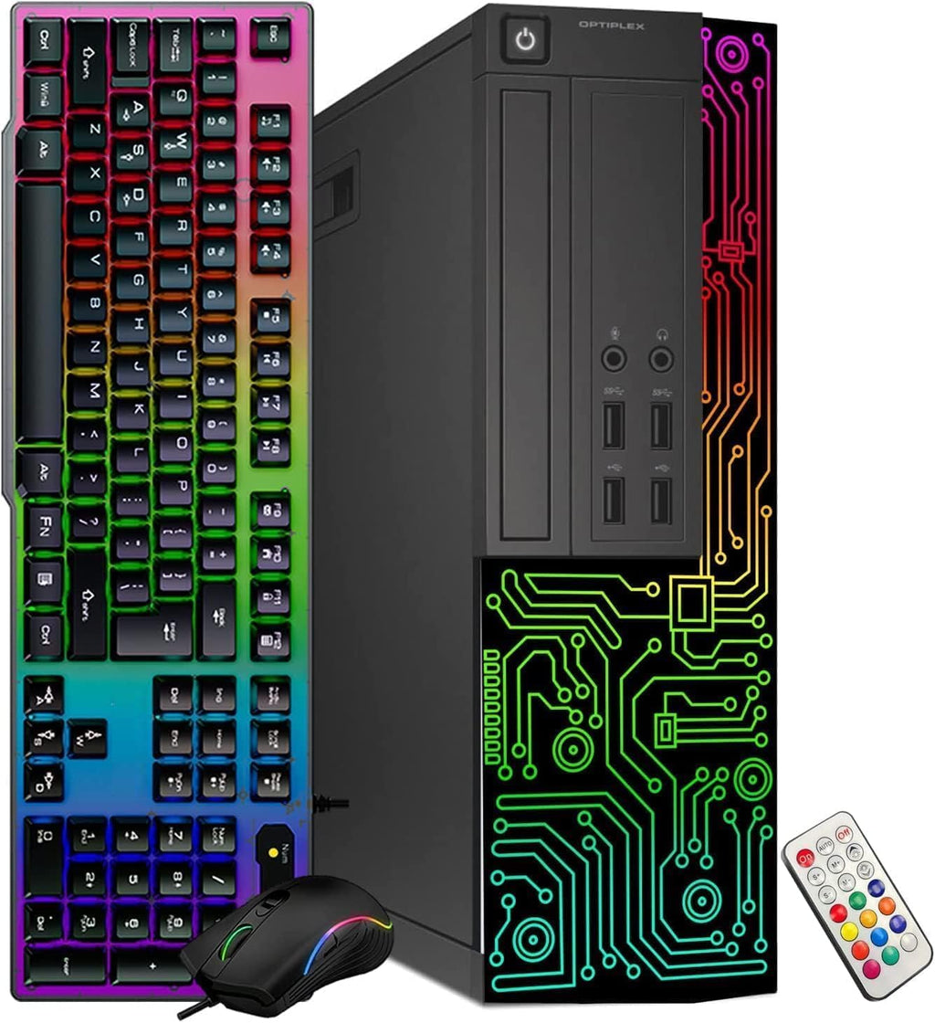 Dell Gaming OptiPlex Desktop RGB Computer PC, Intel Core i7, GeForce GT 1030 2GB GDDR5, 16GB RAM, 512GB SSD, 24 Inch HDMI Monitor, Keyboard Mouse and Headset, WiFi, Windows 11 Pro (Renewed)