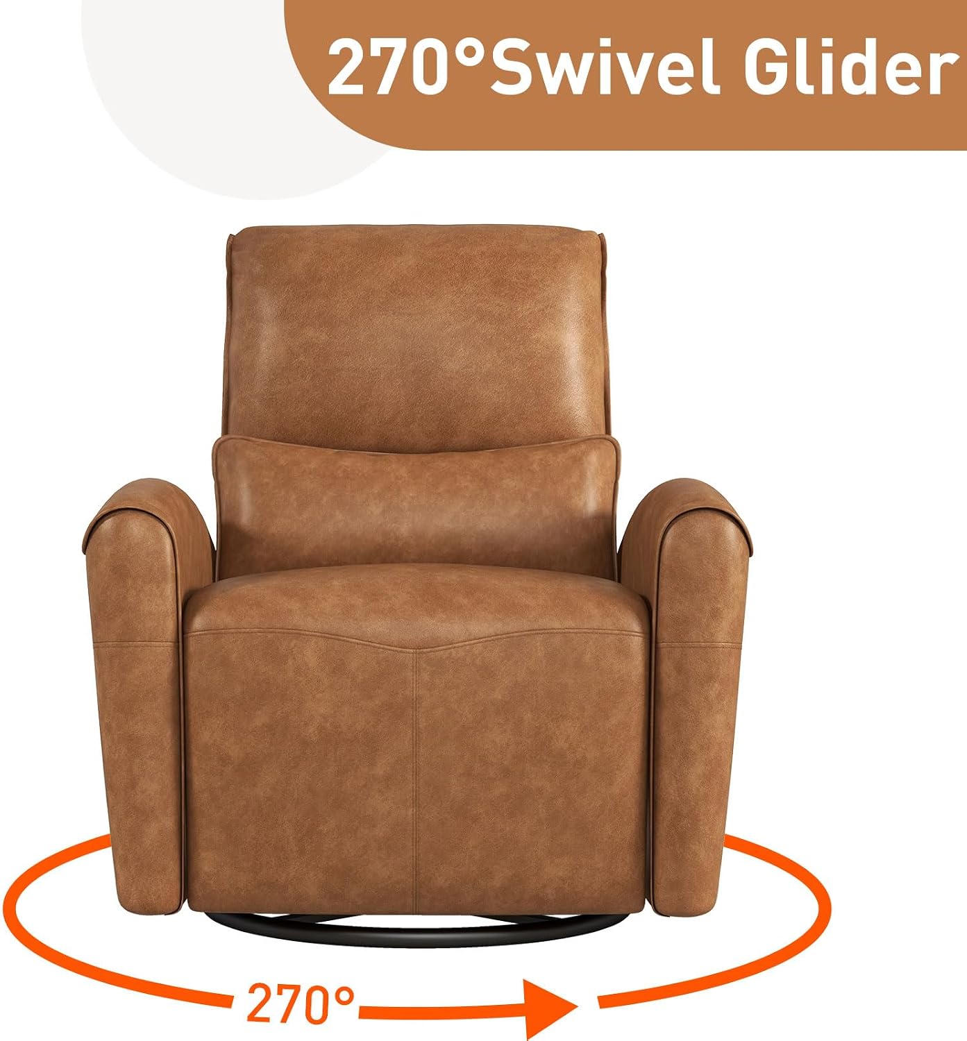 Bonzy Home Power Swivel Rocker Recliner Chair with USB Port, 23.2' Wide Seat, Fixed Lumbar Support, Upholstered Glider Chair for Nursery Living Room, Brown