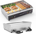 ROVSUN 30' Electric Griddle, Electric Countertop with Half Flat Top Griddle, 3000W Grill Stainless Steel with Adjustable Temperature Control 122°F-572°F for Commercial Home Restaurant, Plug