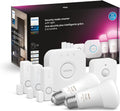 Philips Hue Secure Starter Kit - 3 Secure Contact Sensors (White), Indoor Motion Sensor, Bridge, 2 White & Color Ambiance Smart Bulbs, Easy to Install, Works with Hue App